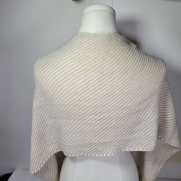 Calvin Klein Beige & Cream Striped Acrylic Knit Scarf Wrap - Picture 3 of 6